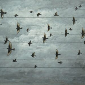Romantic Bird Couple 3D Wooden Wall Art - Handcrafted Rustic Decor