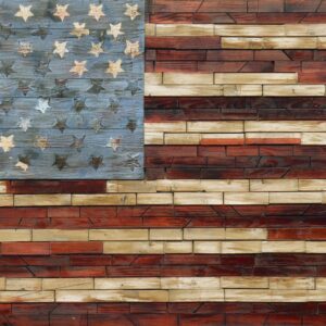 Hard Case Compatible with MacBook Pro 16 14 Air 15 13 inch M3 M2 M1 Mac 2024 2023 2022 2018 Stars American Flag Shell Protective Clear Wooden Cover Stripes Women USA Patriotic Laptop Touch Bar