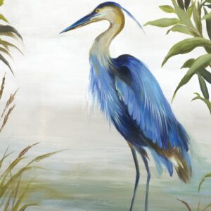 Framed Canvas Print - Blue Heron - Modern Style - Sylvie Greywash