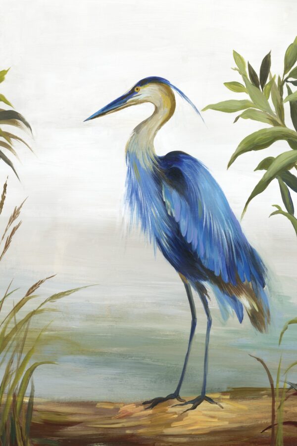 Framed Canvas Print - Blue Heron - Modern Style - Sylvie Greywash