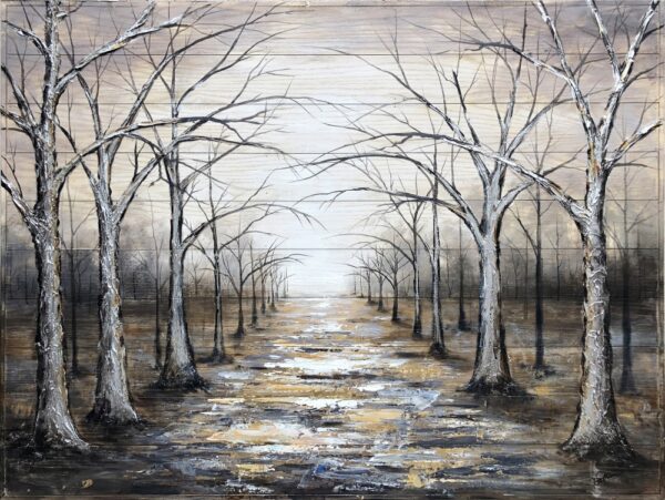 Yotree Paintings, 24x48 Inch Paintings Snowy Road Oil Hand Painting Painting 3D Hand-Painted On Canvas Abstract Artwork Art Wood Inside Framed Hanging Wall Decoration Abstract Painting