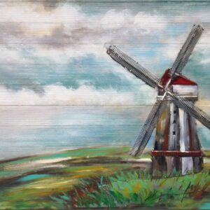 Windmill Print Old Mill Art Print Dutch Landscape Wall Art Holland Mill Oil Print Sunset Canvas Print