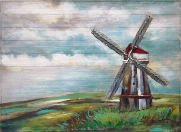 Windmill Print Old Mill Art Print Dutch Landscape Wall Art Holland Mill Oil Print Sunset Canvas Print