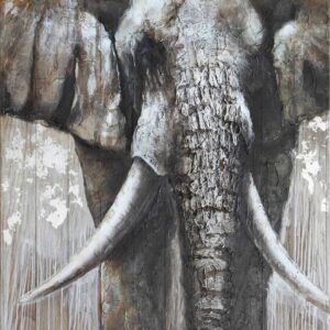 Hand Painted Oil Painting On Canvas Wall Art,100% Handpainted Gray Elephant Abstract Animal Oil Paintings On Canvas Large Size Wall Art Pictures For Cafe Living Room Vintage Home Decor,70X100Cm (28X40