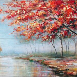 Fall Scene Art Print of Watercolor Painting - Trees, Nature, Lake, Peaceful Gift Watercolors