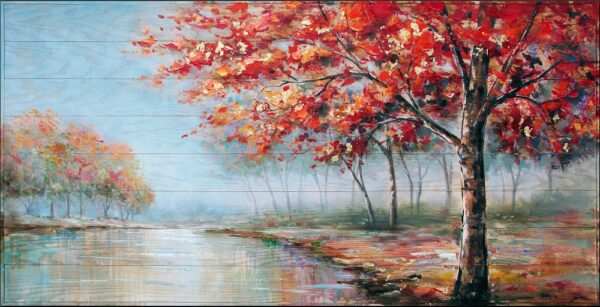 Fall Scene Art Print of Watercolor Painting - Trees, Nature, Lake, Peaceful Gift Watercolors