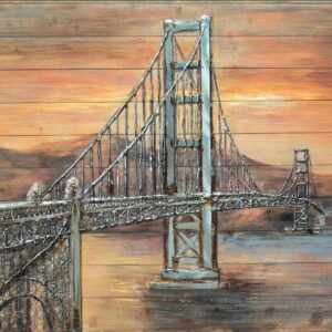 Empire Art Direct Golden Gate Bridge Metal, Hand Painted Primo Mixed Media Iron Sculpture, Decor, Ready to Hang,Living Room, Bedroom ＆ Office 3D Wall Art, 32" x 48" x 2.4"