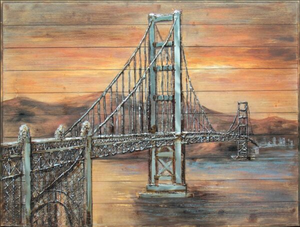 Empire Art Direct Golden Gate Bridge Metal, Hand Painted Primo Mixed Media Iron Sculpture, Decor, Ready to Hang,Living Room, Bedroom ＆ Office 3D Wall Art, 32" x 48" x 2.4"